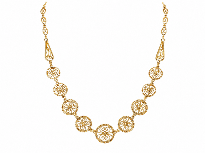 Collier Art Nouveau - Collier draperie en or jaune 18 carats 58 Facettes 33807
