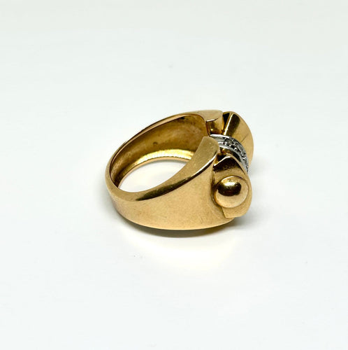 Bague 55 Bague Tank nœud papillon en or jaune et diamants 58 Facettes Tank 1