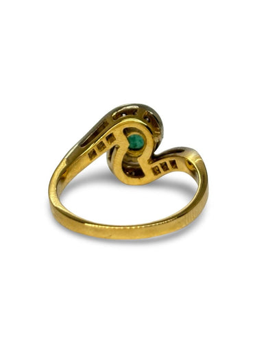 Bague 56 Bague en or jaune 18K, émeraude et diamants 58 Facettes 2104