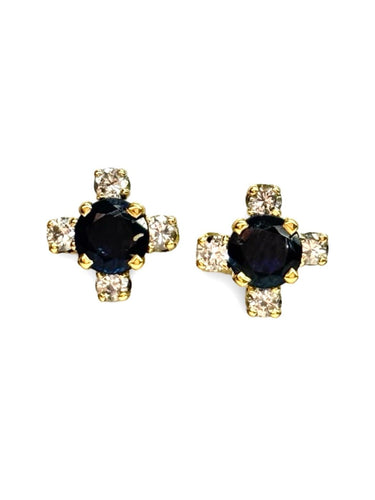 Boucles d'oreilles Boucles d'oreilles en or jaune, saphirs et diamants 58 Facettes 2102