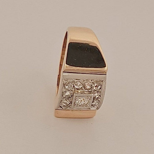 55.5 Bague Tank en or jaune, platine et diamants 58 Facettes 2779489