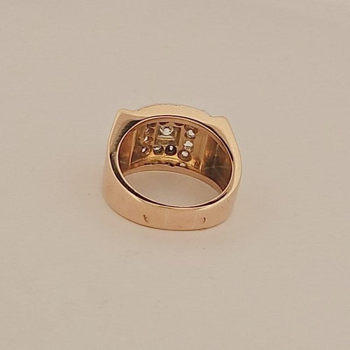55.5 Bague Tank en or jaune, platine et diamants 58 Facettes 2779489