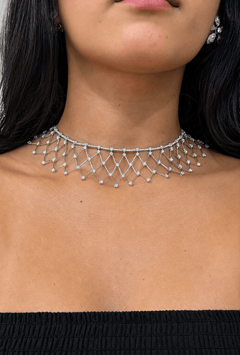 Collier Collier en or blanc 18 ct et diamants taille brillant 58 Facettes
