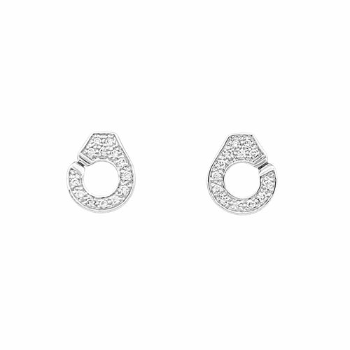 Boucles d'oreilles Dinh Van Menottes - Puces d'oreilles en or blanc et diamants 58 Facettes 35789