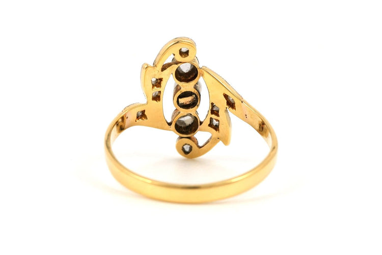 Bague 54 Bague Art nouveau en or jaune, perle et diamants taille rose 58 Facettes B883