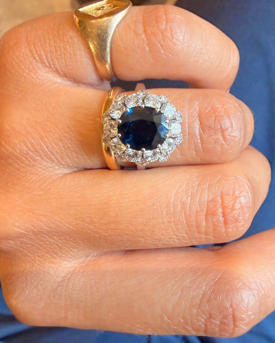 Bague 54 Bague Pompadour en or blanc, saphir et diamants 58 Facettes adadadd