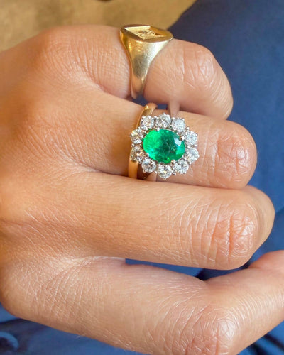 Bague 58 Marguerite - Bague en or blanc, émeraude et diamants 58 Facettes cpazcjpap