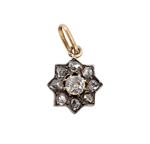Pendentif Pendentif étoile antique en or 18K, argent et diamants 58 Facettes A07340