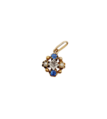 Pendentif Pendentif fleur Art nouveau en or 18K, diamant et perles 58 Facettes A07341
