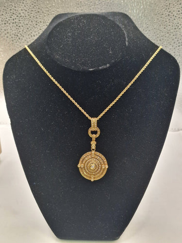 Collier Collier médaillon vintage années 1980 en or jaune et diamants 58 Facettes CV-078