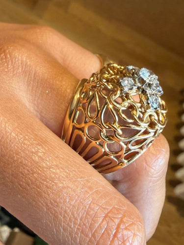 Bague 53 Bague cocktail en or jaune et diamants 58 Facettes afjgjp