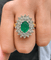 Bague 57 Bague fleur en or 18 carats, diamants et émeraude 58 Facettes 90988-ac13102