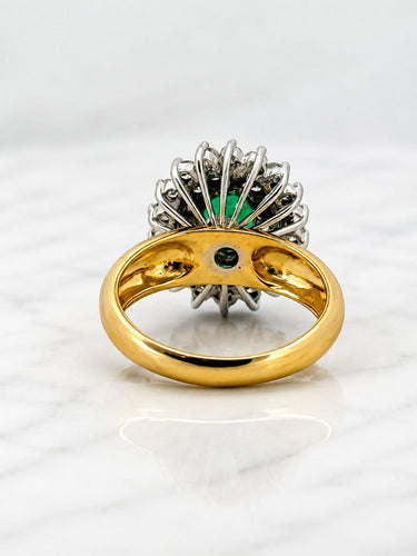 Bague 57 Bague fleur en or 18 carats, diamants et émeraude 58 Facettes 90988-ac13102