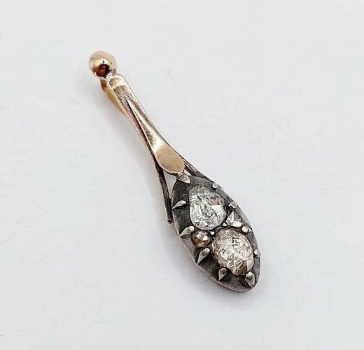 Pendentif Pendentif victorien en or 18k, argent et diamants taille rose 58 Facettes A07345