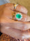 Bague 55 Marguerite - Bague en or jaune, émeraude et diamants 58 Facettes pp,