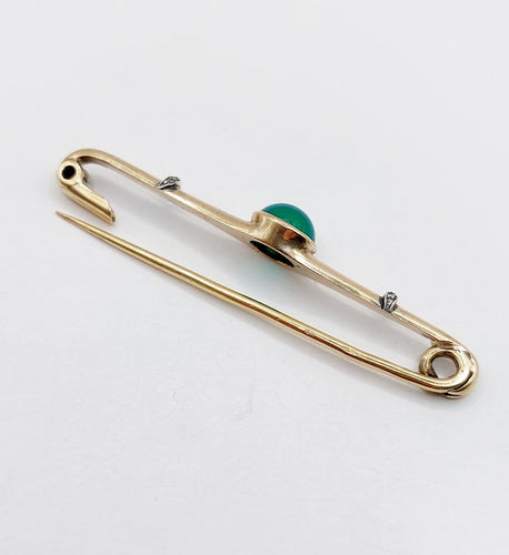 Broche Broche épingle à nourrice en or 18k, chrysoprase et diamants 58 Facettes A07528