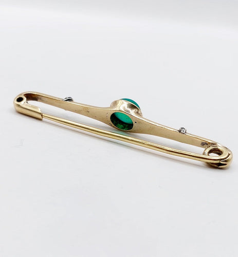Broche Broche épingle à nourrice en or 18k, chrysoprase et diamants 58 Facettes A07528