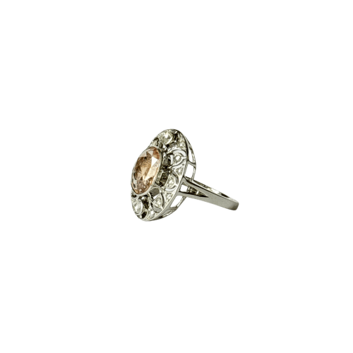 Bague 53 Bague marguerite en or blanc avec saphir rose et diamants 58 Facettes