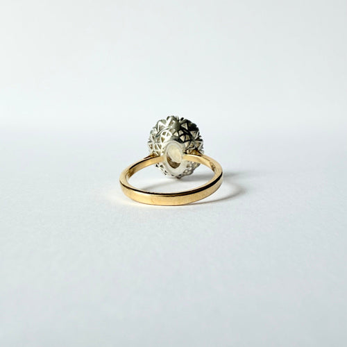 Bague 54 Bague marguerite en or jaune et gris, saphir jaune et diamants 58 Facettes