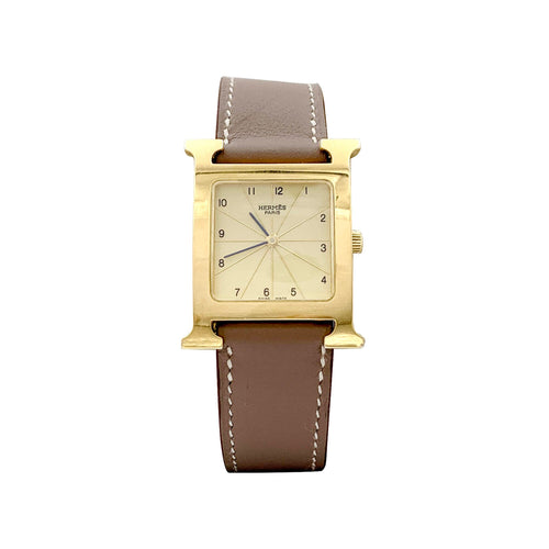 Montre Hermès Heure H - Montre en plaqué or et acier 58 Facettes 35492