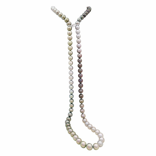 Collier Collier sautoir en or blanc, perles de Tahiti et diamants 58 Facettes 35701
