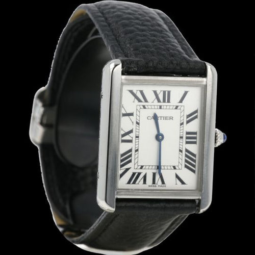 Montre Cartier Tank Solo - Montre en acier et cuir 58 Facettes MT47214