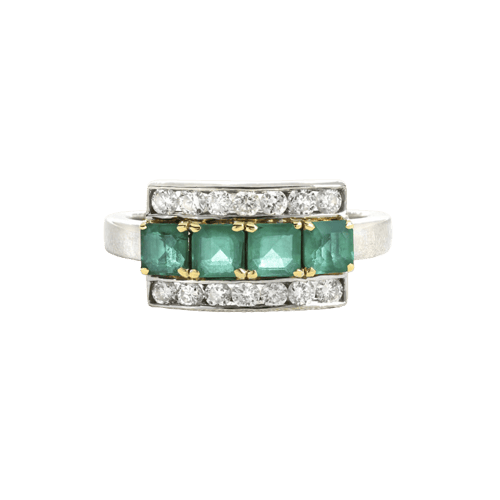 Bague 53 Bague en or gris, émeraudes et diamants 58 Facettes OC-61300096