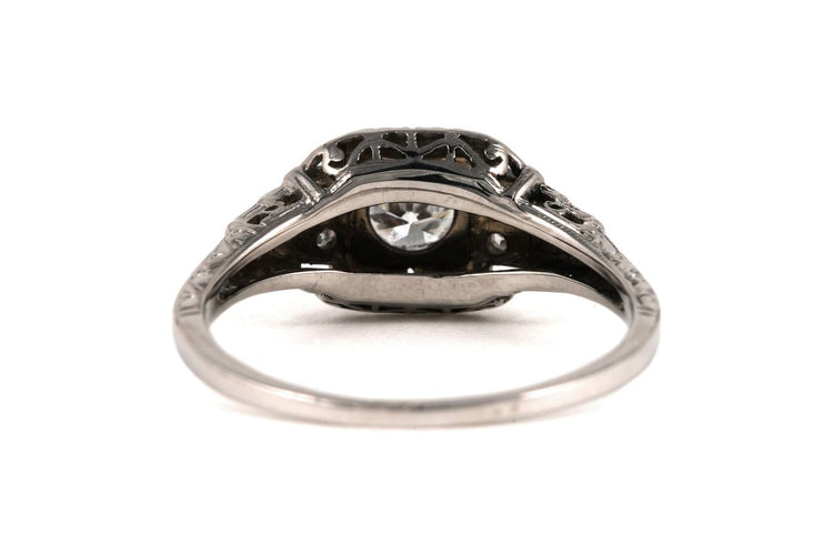 Bague 54 Art déco - Bague en or blanc 18 carats et diamants 58 Facettes 23845
