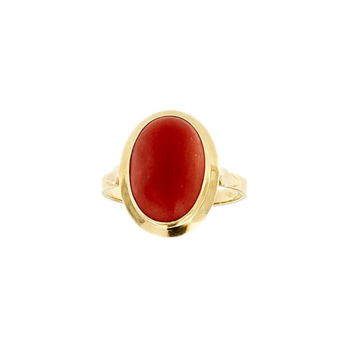 Bague 56 Bague en or jaune 18 ct et corail rouge 58 Facettes 38376