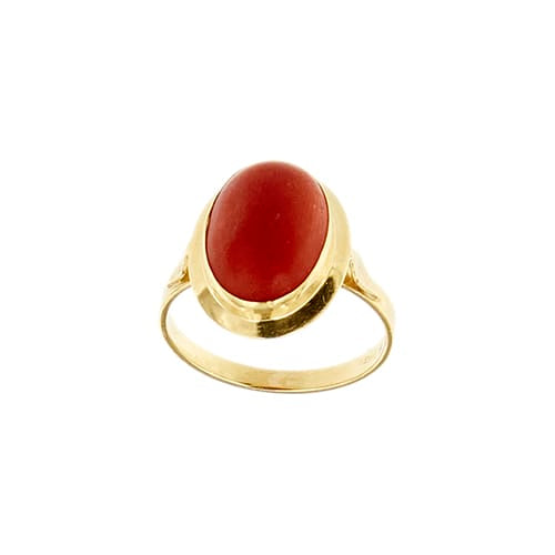 Bague 56 Bague en or jaune 18 ct et corail rouge 58 Facettes 38376