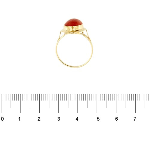Bague 56 Bague en or jaune 18 ct et corail rouge 58 Facettes 38376