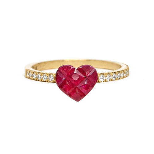 Bague 53 Heart to Have - Bague Ruby by Heart en or 18K, rubis et diamants 58 Facettes GBR1222YG