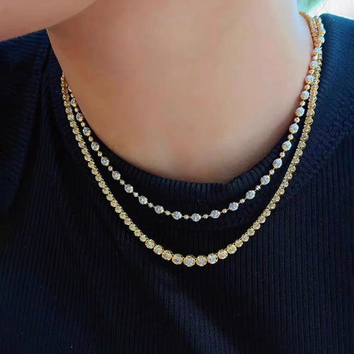 Collier Disco - Collier tennis gradué en or 18K et diamants 58 Facettes GPD1038YG