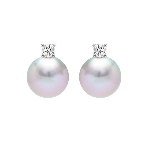 Boucles d'oreilles Underwater - Boucles d'oreilles en or blanc, perles Akoya grises et diamants 58 Facettes GER1326WG