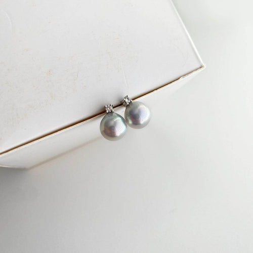 Boucles d'oreilles Underwater - Boucles d'oreilles en or blanc, perles Akoya grises et diamants 58 Facettes GER1326WG