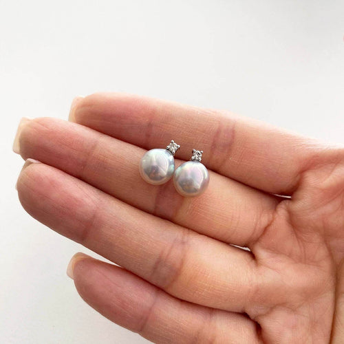 Boucles d'oreilles Underwater - Boucles d'oreilles en or blanc, perles Akoya grises et diamants 58 Facettes GER1326WG