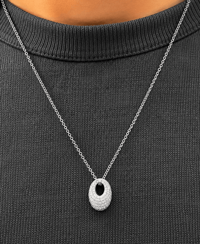 Collier pendentif en or blanc 18 carats et diamants 58 Facettes 90960-ac13017