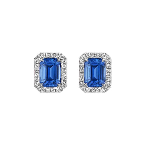 Boucles d'oreilles Boucles d'oreilles en or blanc 18K, saphirs et diamants 58 Facettes GER1043WG