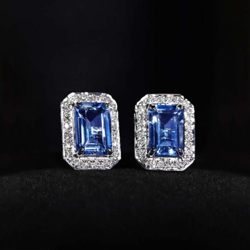 Boucles d'oreilles Boucles d'oreilles en or blanc 18K, saphirs et diamants 58 Facettes GER1043WG