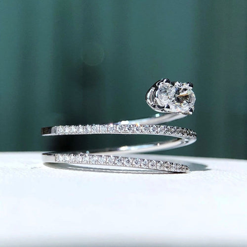 Bague 53 Teide - Bague diamant ovale en or blanc 18K 58 Facettes GBR1065WG