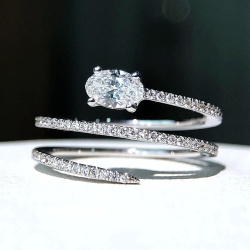 Bague 53 Teide - Bague diamant ovale en or blanc 18K 58 Facettes GBR1065WG