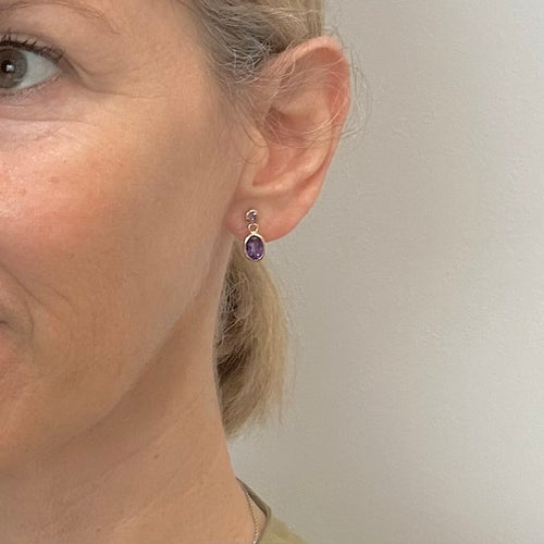 Boucles d'oreilles Boucles d'oreilles pendantes en or jaune et améthystes 58 Facettes Z15B51768