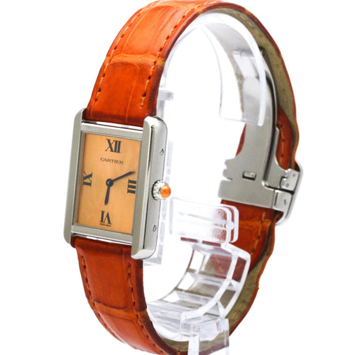 Montre Cartier Tank Solo - Montre quartz en or rose et alligator 58 Facettes cq49kyc09u