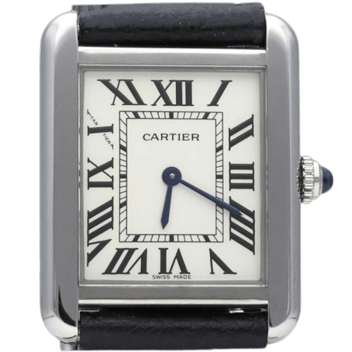 Montre Cartier Tank Solo - Montre femme en acier et cuir 58 Facettes MT47215