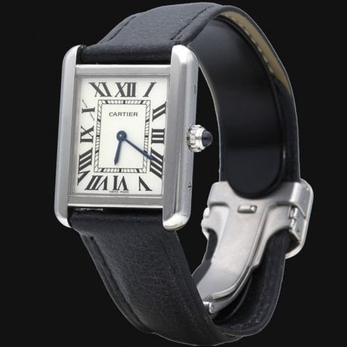 Montre Cartier Tank Solo - Montre femme en acier et cuir 58 Facettes MT47215
