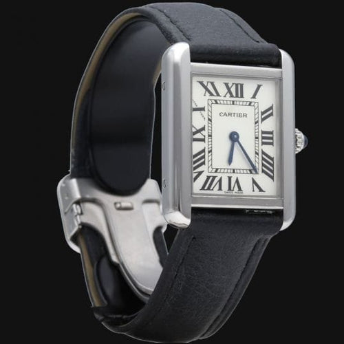 Montre Cartier Tank Solo - Montre femme en acier et cuir 58 Facettes MT47215
