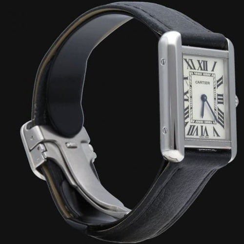 Montre Cartier Tank Solo - Montre femme en acier et cuir 58 Facettes MT47215