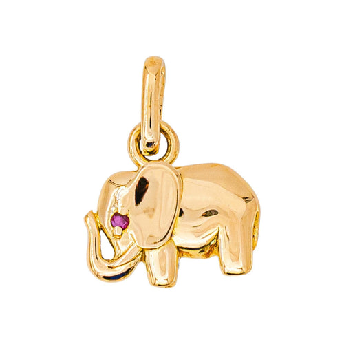 Pendentif Dodo Pomellato - Pendentif Éléphant en or jaune et rubis 58 Facettes 5788377CN