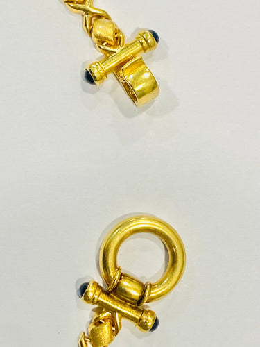 Collier Collier maille croisillons en or jaune et saphirs 58 Facettes 21170