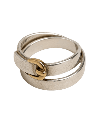 Bague 51 HERMÈS Débridée - Bague Ceinture en argent et or 18 carats 58 Facettes WC-2026-3612